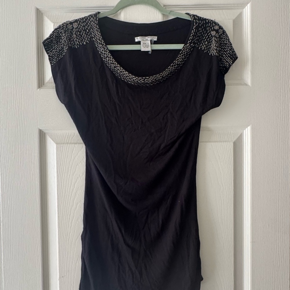 Alberto Makali Black Top with Silver Beading